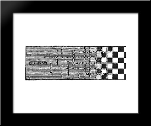 Metamorphosis Ii Excerpt 1 20x24 Black Modern Wood Framed Art Print Poster by Escher, M.C.