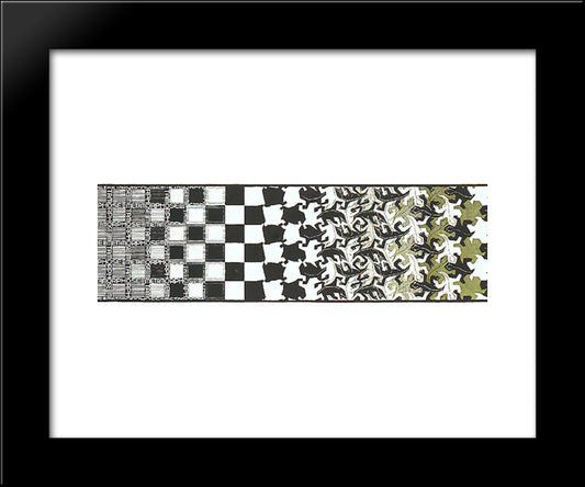 Metamorphosis Ii Excerpt 2 20x24 Black Modern Wood Framed Art Print Poster by Escher, M.C.