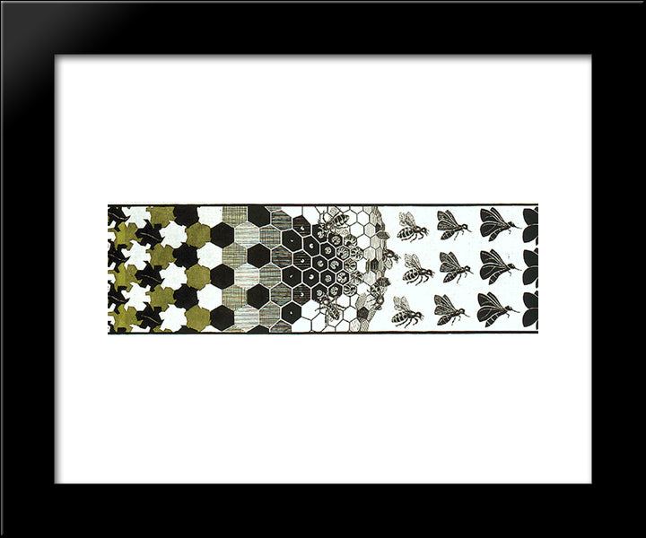 Metamorphosis Ii Excerpt 3 20x24 Black Modern Wood Framed Art Print Poster by Escher, M.C.