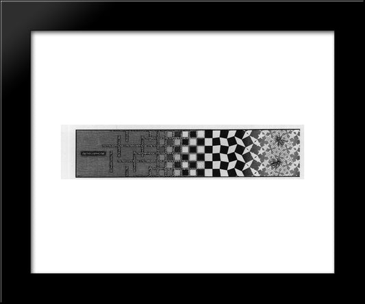 Metamorphosis Iii Excerpt 1 20x24 Black Modern Wood Framed Art Print Poster by Escher, M.C.