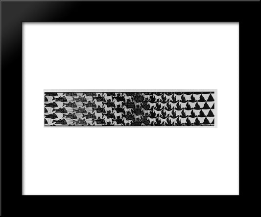 Metamorphosis Iii Excerpt 5 20x24 Black Modern Wood Framed Art Print Poster by Escher, M.C.