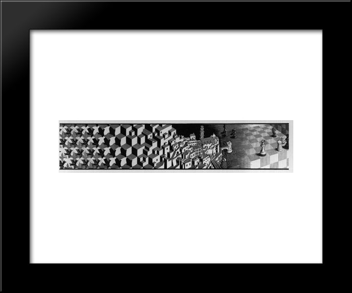 Metamorphosis Iii Excerpt 7 20x24 Black Modern Wood Framed Art Print Poster by Escher, M.C.