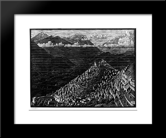 Morano Calabria 20x24 Black Modern Wood Framed Art Print Poster by Escher, M.C.