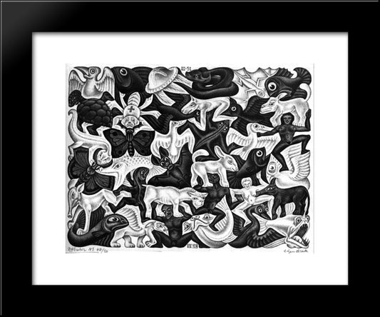 Mosaic I 20x24 Black Modern Wood Framed Art Print Poster by Escher, M.C.