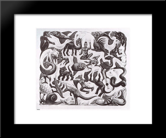 Mosaic Ii 20x24 Black Modern Wood Framed Art Print Poster by Escher, M.C.