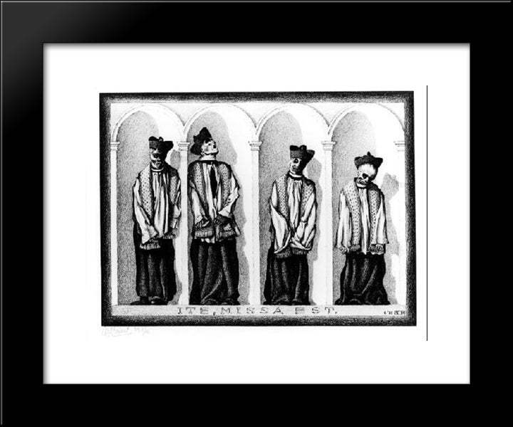 Mumified Priests In Gangi 20x24 Black Modern Wood Framed Art Print Poster by Escher, M.C.