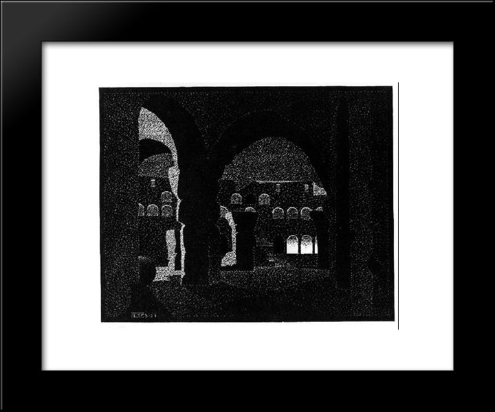 Nocturnal Rome, Colosseum 20x24 Black Modern Wood Framed Art Print Poster by Escher, M.C.