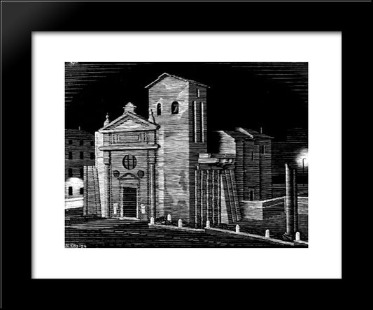 Nocturnal Rome 20x24 Black Modern Wood Framed Art Print Poster by Escher, M.C.