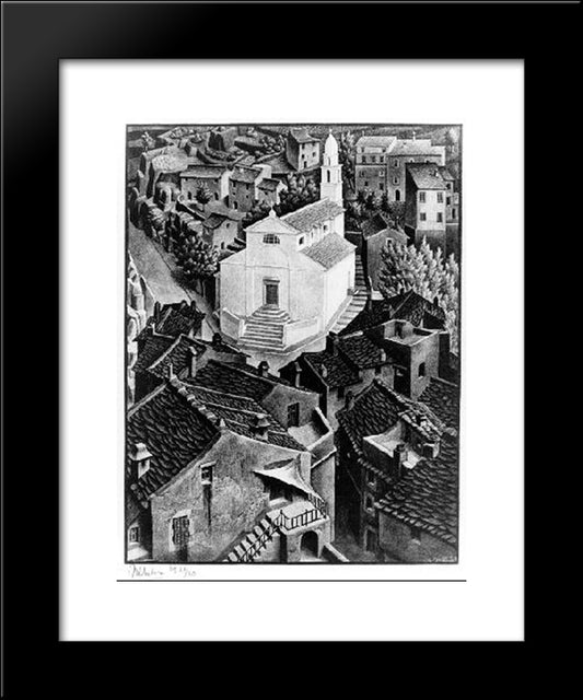 Nonza, Corsica 20x24 Black Modern Wood Framed Art Print Poster by Escher, M.C.