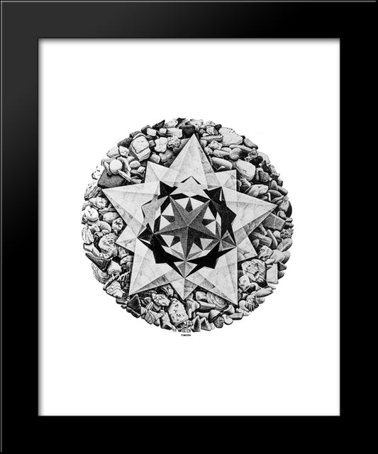 Order And Chaos Ii (Compass Card) 20x24 Black Modern Wood Framed Art Print Poster by Escher, M.C.