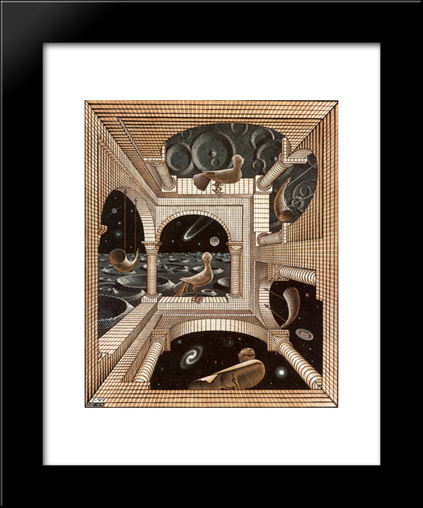 Other World 20x24 Black Modern Wood Framed Art Print Poster by Escher, M.C.