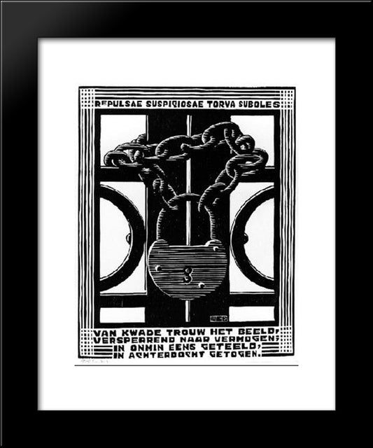 Padlock 20x24 Black Modern Wood Framed Art Print Poster by Escher, M.C.