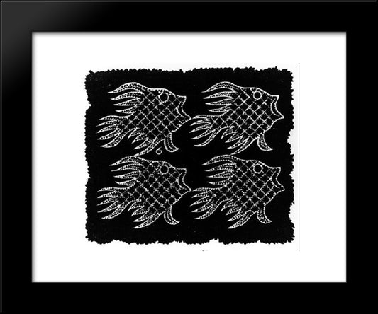 Plane - Filling Motif With Fish And Bird 20x24 Black Modern Wood Framed Art Print Poster by Escher, M.C.