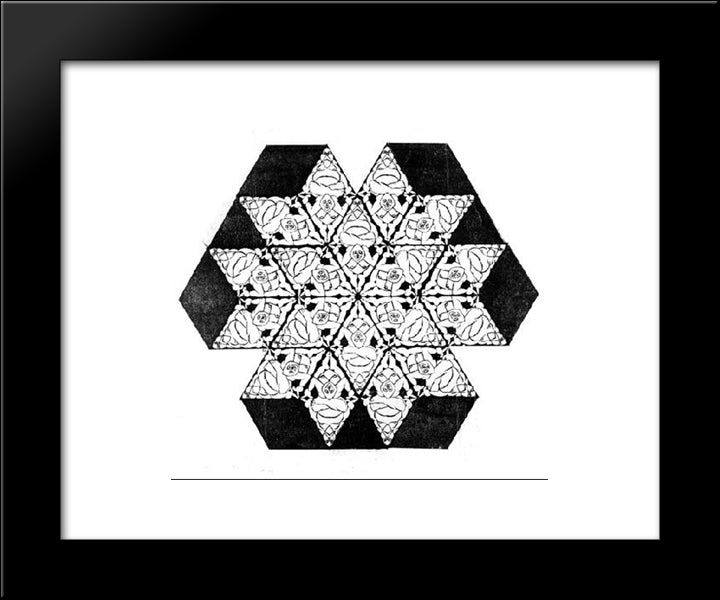 Plane - Filling Motif With Human Motifs 20x24 Black Modern Wood Framed Art Print Poster by Escher, M.C.