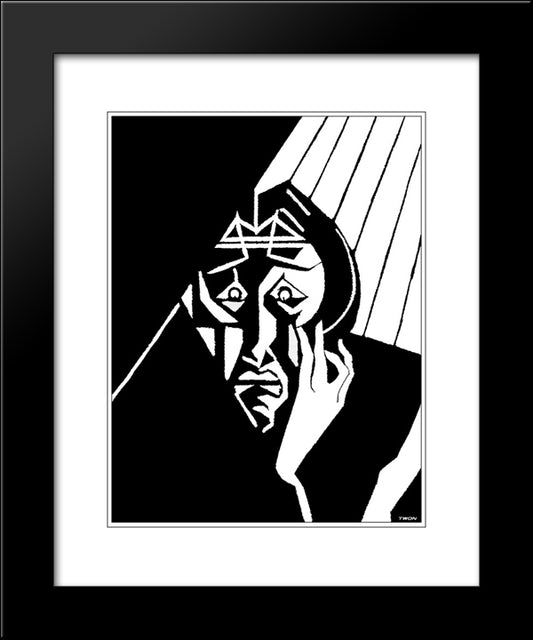 Portrait Of A Bearded Man 20x24 Black Modern Wood Framed Art Print Poster by Escher, M.C.