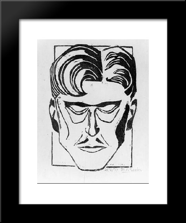 Portrait Of A Man 20x24 Black Modern Wood Framed Art Print Poster by Escher, M.C.