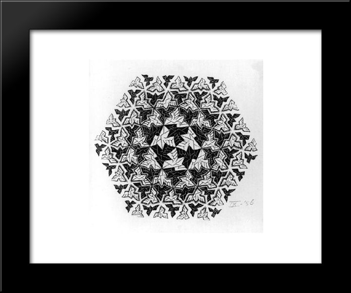 Postal Greeting Card 20x24 Black Modern Wood Framed Art Print Poster by Escher, M.C.