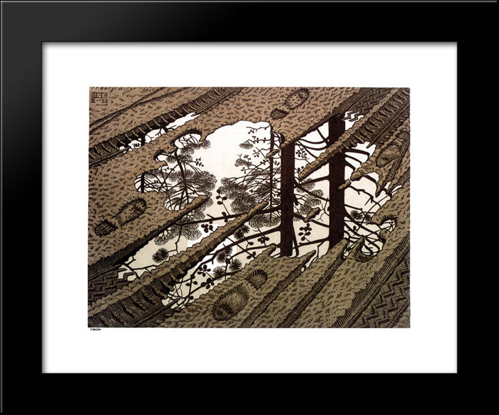 Puddle 20x24 Black Modern Wood Framed Art Print Poster by Escher, M.C.