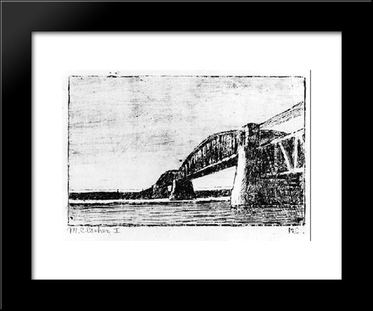 Railway Bridge, Oosterbeek 20x24 Black Modern Wood Framed Art Print Poster by Escher, M.C.