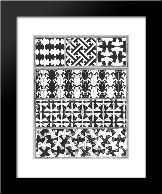 Regular Division Of The Plane Ii 20x24 Black Modern Wood Framed Art Print Poster by Escher, M.C.