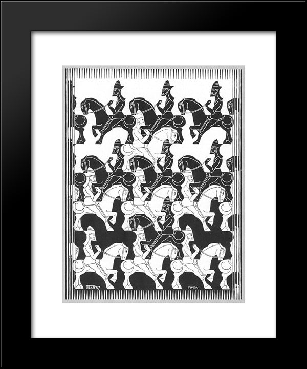 Regular Division Of The Plane Iii 20x24 Black Modern Wood Framed Art Print Poster by Escher, M.C.