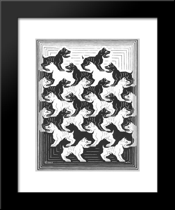 Regular Division Of The Plane Iv 20x24 Black Modern Wood Framed Art Print Poster by Escher, M.C.