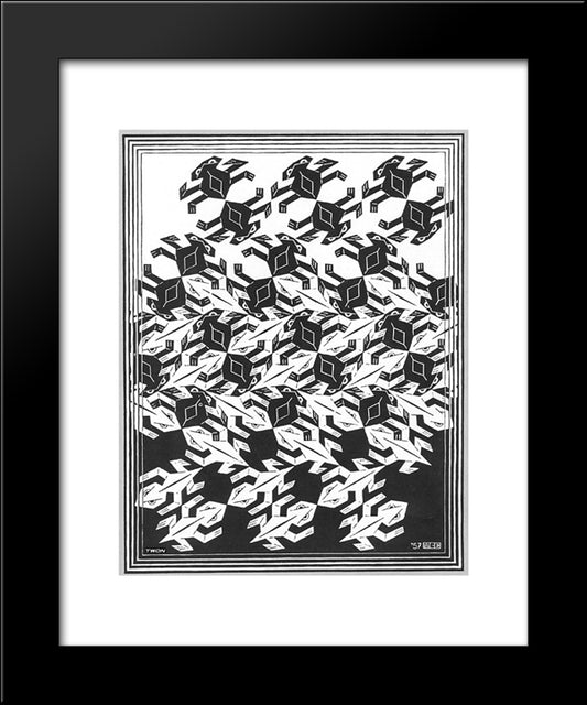 Regular Division Of The Plane V 20x24 Black Modern Wood Framed Art Print Poster by Escher, M.C.