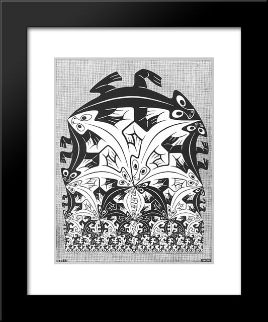 Regular Division Of The Plane Vi 20x24 Black Modern Wood Framed Art Print Poster by Escher, M.C.