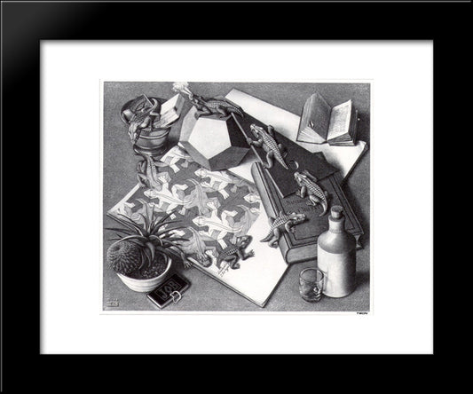 Reptiles 20x24 Black Modern Wood Framed Art Print Poster by Escher, M.C.