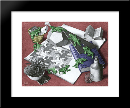 Reptiles Colour 20x24 Black Modern Wood Framed Art Print Poster by Escher, M.C.