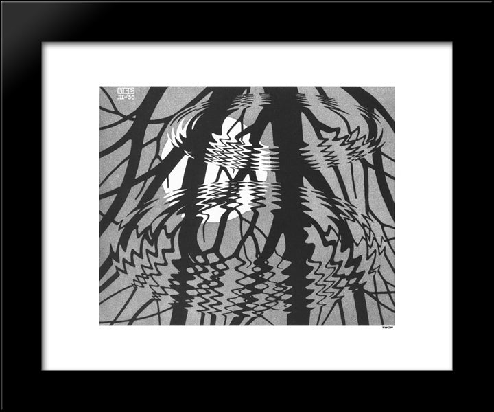 Rippled Surface 20x24 Black Modern Wood Framed Art Print Poster by Escher, M.C.