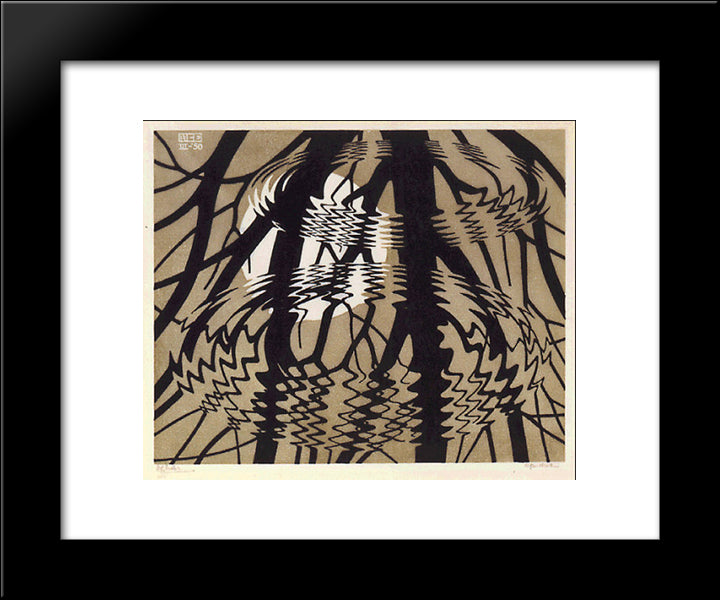 Rippled Surface Colour 20x24 Black Modern Wood Framed Art Print Poster by Escher, M.C.