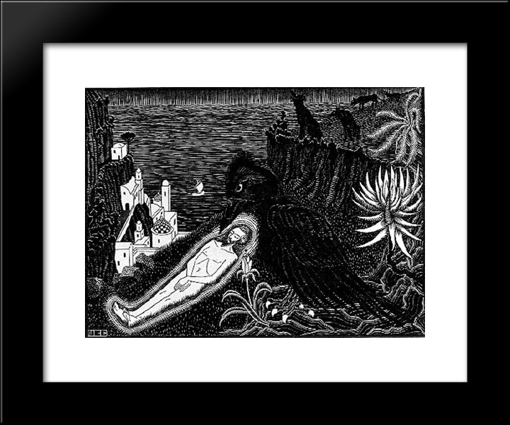 Saint Vincent Martyr 20x24 Black Modern Wood Framed Art Print Poster by Escher, M.C.