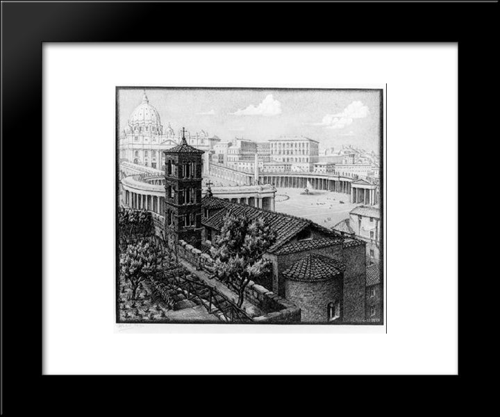 San Michele Dei Frisone, Rome 20x24 Black Modern Wood Framed Art Print Poster by Escher, M.C.