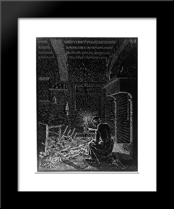 Scholastica (Bad Dream) 20x24 Black Modern Wood Framed Art Print Poster by Escher, M.C.