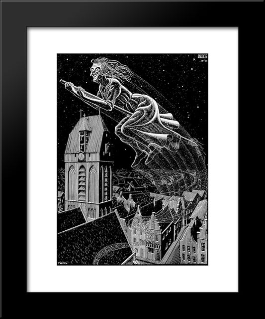 Scholastica Illustration 20x24 Black Modern Wood Framed Art Print Poster by Escher, M.C.