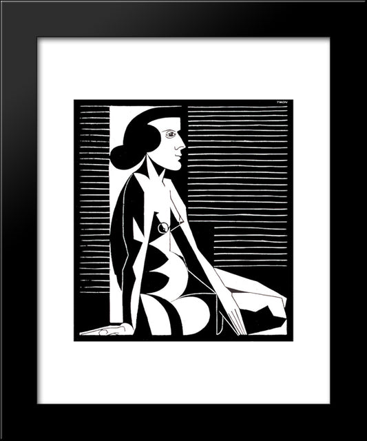 Seated Female Nude Iii 20x24 Black Modern Wood Framed Art Print Poster by Escher, M.C.