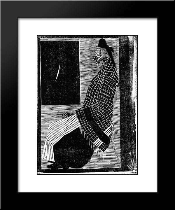 Seated Old Woman 20x24 Black Modern Wood Framed Art Print Poster by Escher, M.C.