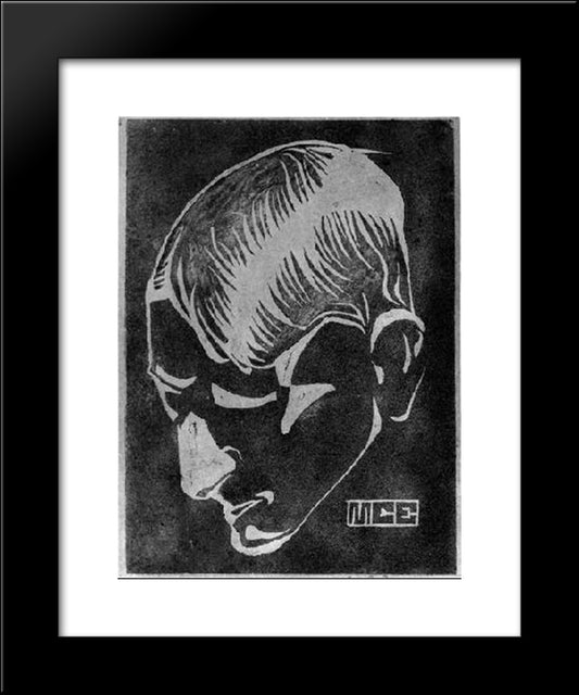 Self Portrait Ii 20x24 Black Modern Wood Framed Art Print Poster by Escher, M.C.