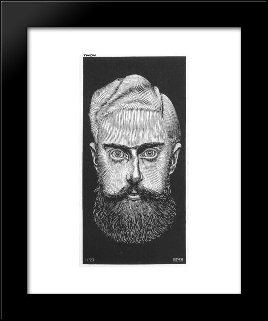 Self - Portrait 20x24 Black Modern Wood Framed Art Print Poster by Escher, M.C.