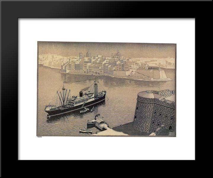 Sengela, Malta 20x24 Black Modern Wood Framed Art Print Poster by Escher, M.C.