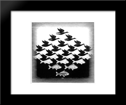 Sky And Water I 20x24 Black Modern Wood Framed Art Print Poster by Escher, M.C.