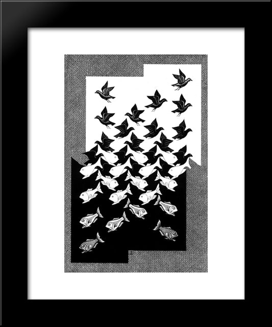 Sky And Water Ii 20x24 Black Modern Wood Framed Art Print Poster by Escher, M.C.