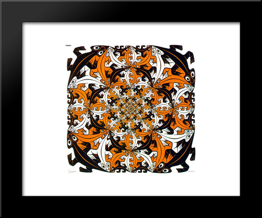 Smaller & Smaller Colour 20x24 Black Modern Wood Framed Art Print Poster by Escher, M.C.