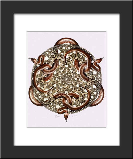 Snakes 20x24 Black Modern Wood Framed Art Print Poster by Escher, M.C.