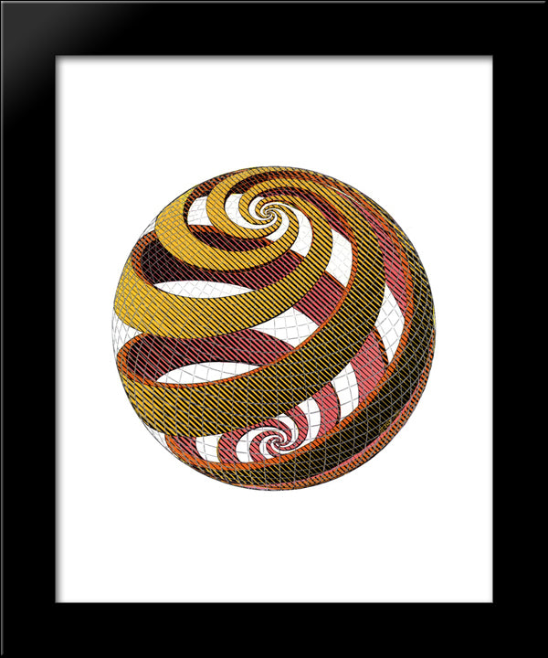 Sphere Spirals 20x24 Black Modern Wood Framed Art Print Poster by Escher, M.C.