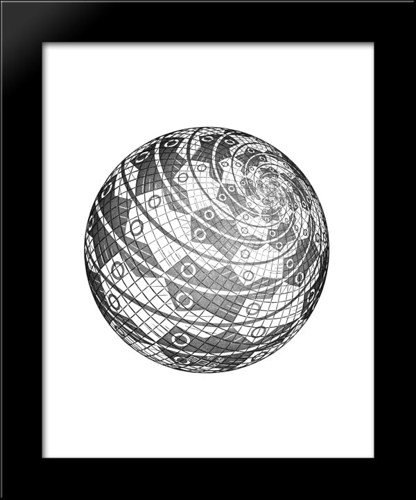 Sphere Surface With Fishes 20x24 Black Modern Wood Framed Art Print Poster by Escher, M.C.