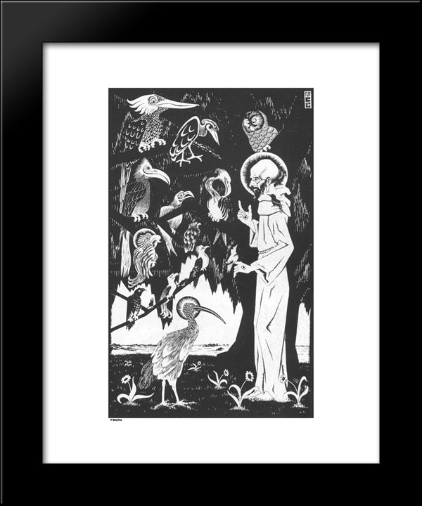 St. Francis Preaching To The Birds 20x24 Black Modern Wood Framed Art Print Poster by Escher, M.C.