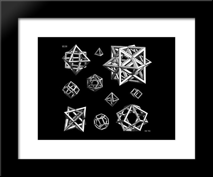 Study For Stars 20x24 Black Modern Wood Framed Art Print Poster by Escher, M.C.