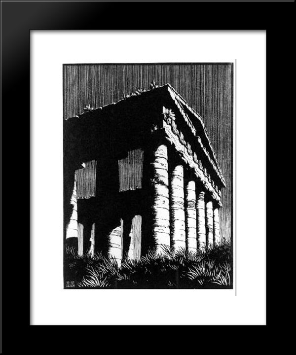 Temple Of Segeste, Sicily 20x24 Black Modern Wood Framed Art Print Poster by Escher, M.C.